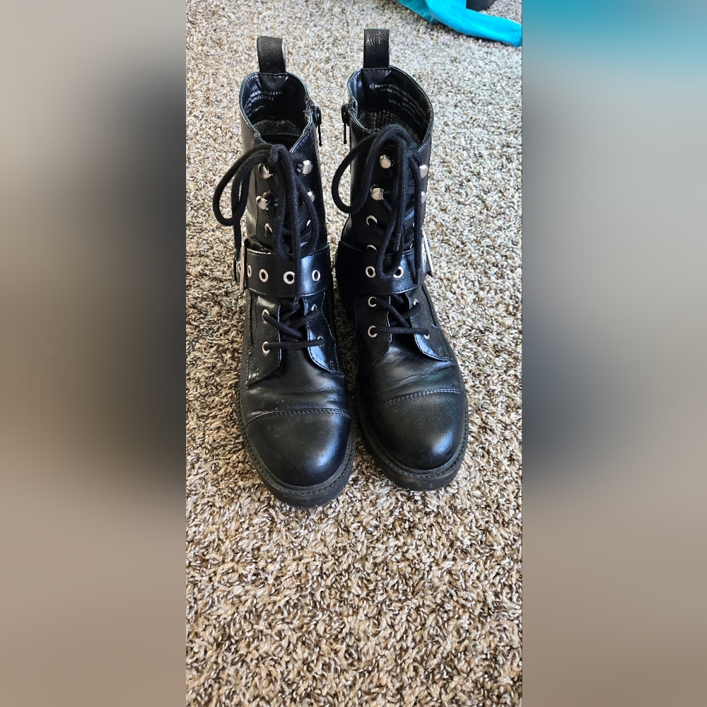 Black Lace-Up Combat Boots